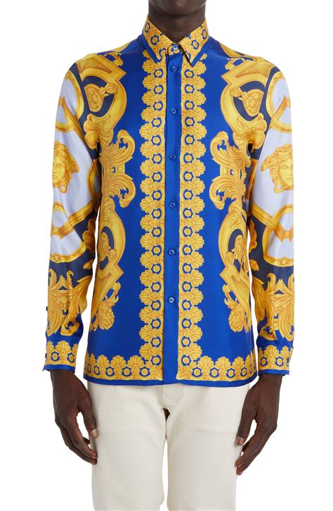 printed versace shirts|Versace button up shirt.